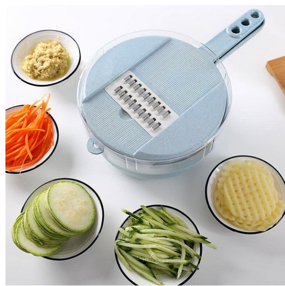 Glatino 8 In 1 Mandoline Vegetable Slicer – Potato Peeler, Onion Grater & Multi Blade Kitchen Cutter with Strainer