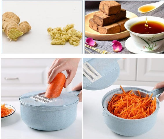Glatino 8 In 1 Mandoline Vegetable Slicer – Potato Peeler, Onion Grater & Multi Blade Kitchen Cutter with Strainer