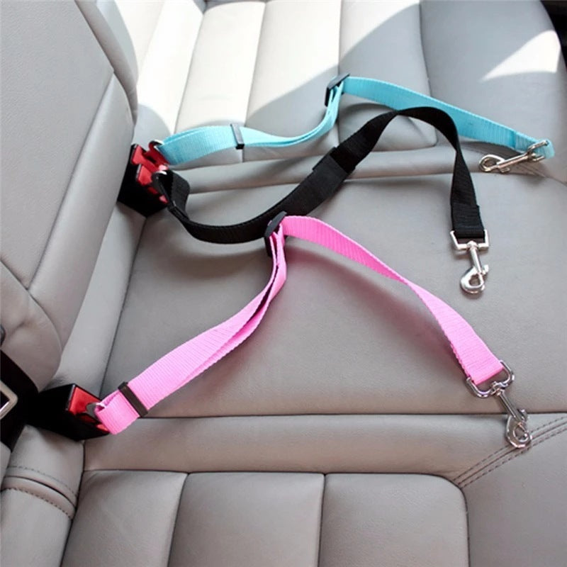 Glatino Adjustable Pet Car Seat Belt Harness – Dog & Cat Vehicle Safety Lead Clip for Secure Travel