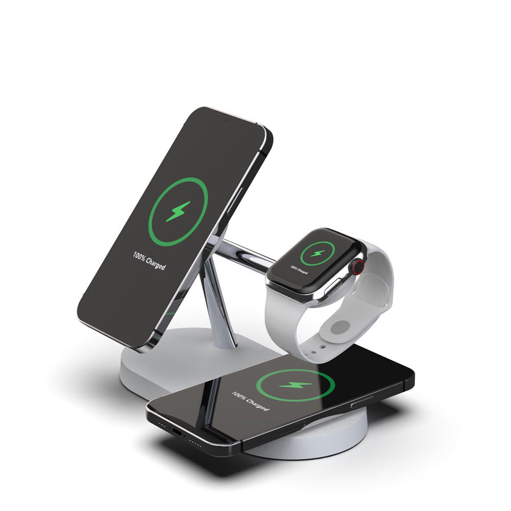 Glatino 5-in-1 Magnetic Wireless Charger – 15W Fast Charging Station for Phone, Watch, Earbuds & Desktop Stand