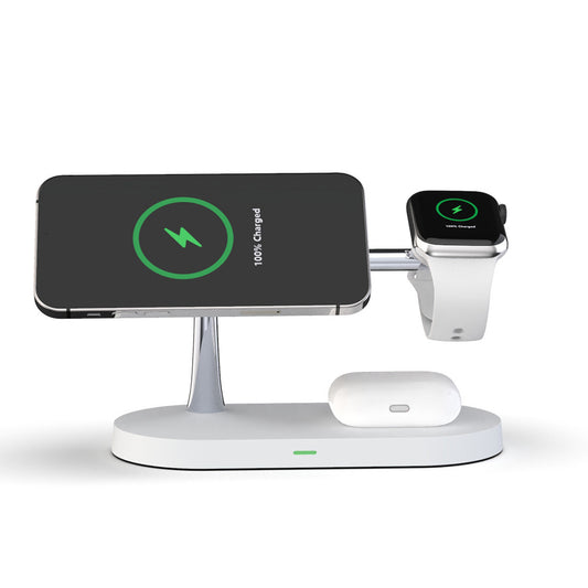 Glatino 5-in-1 Magnetic Wireless Charger – 15W Fast Charging Station for Phone, Watch, Earbuds & Desktop Stand
