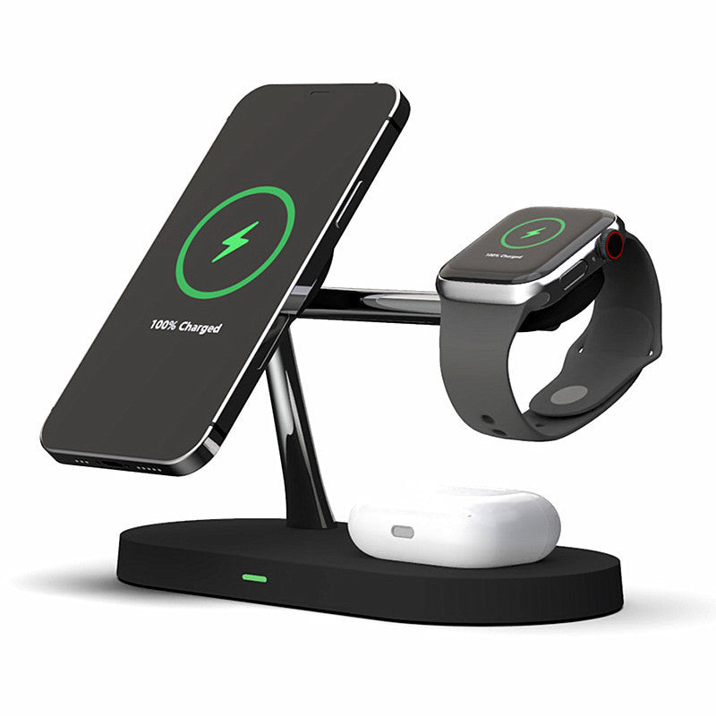 Glatino 5-in-1 Magnetic Wireless Charger – 15W Fast Charging Station for Phone, Watch, Earbuds & Desktop Stand