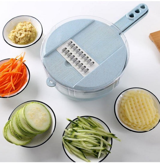 Glatino 8 In 1 Mandoline Vegetable Slicer – Potato Peeler, Onion Grater & Multi Blade Kitchen Cutter with Strainer