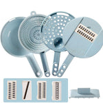 Glatino 8 In 1 Mandoline Vegetable Slicer – Potato Peeler, Onion Grater & Multi Blade Kitchen Cutter with Strainer