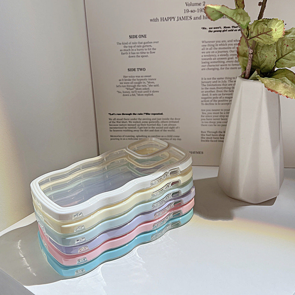 Wave Border Phone Case – Simple Solid Candy Color Soft Protective Cover for iPhone & Android | Shockproof & Stylish | Glatino