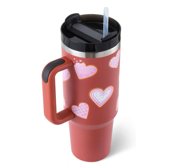 Glatino 40 Oz Insulated Tumbler with Handle & Straw – Stainless Steel Spill Proof Vacuum Coffee Cup for Travel & Office