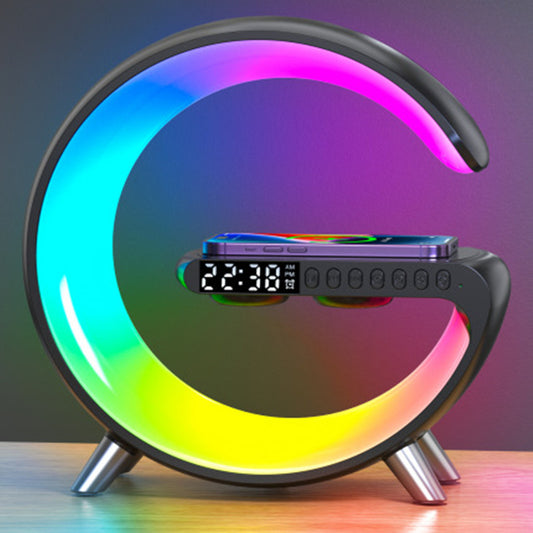 Glatino Intelligent G Shaped LED Lamp with Bluetooth Speaker & 15W Wireless Charger – Smart Atmosphere Light for Bedroom