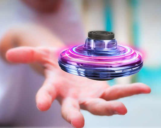 Glatino Mini Fingertip Gyro LED Flying Spinner Toy – Interactive UFO Helicopter Decompression Toy for Kids