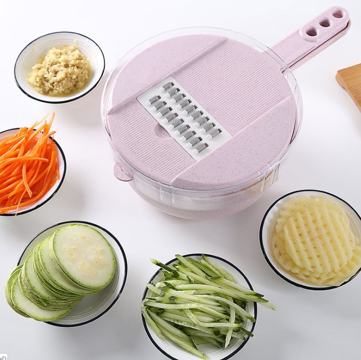 Glatino 8 In 1 Mandoline Vegetable Slicer – Potato Peeler, Onion Grater & Multi Blade Kitchen Cutter with Strainer