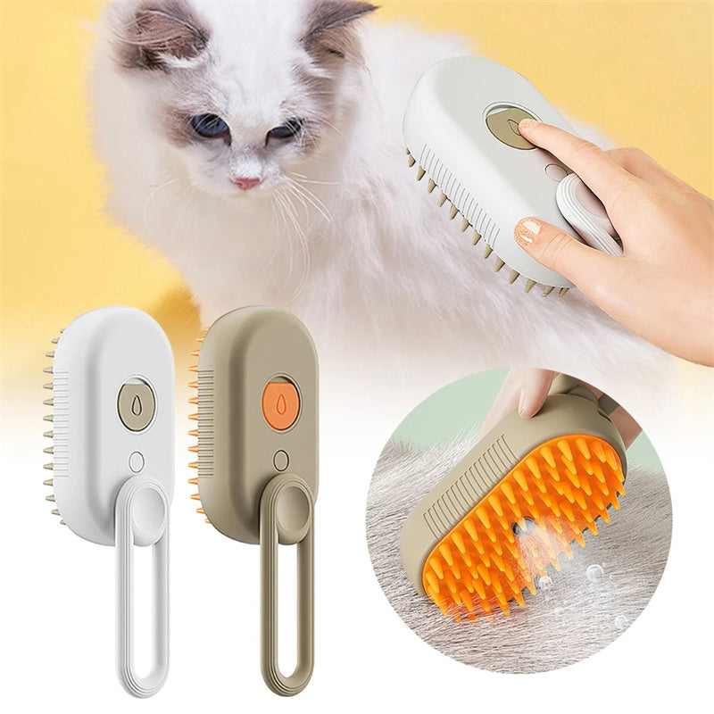 Glatino 3-in-1 Electric Pet Steam Brush – Steamy Cat & Dog Grooming Comb for Hair Removal, Massage & Cleaning