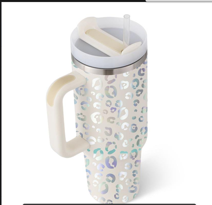 Glatino 40 Oz Insulated Tumbler with Handle & Straw – Stainless Steel Spill Proof Vacuum Coffee Cup for Travel & Office
