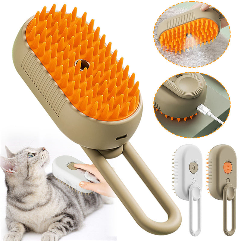 3-in-1 Electric Pet Steam Brush – Steamy Cat & Dog Grooming Comb for Hair Removal, Massage & Cleaning | Glatino