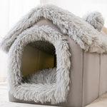 Foldable Pet House Bed | Warm Winter Dog & Cat Nest, Removable Cozy Cave Kennel Sofa