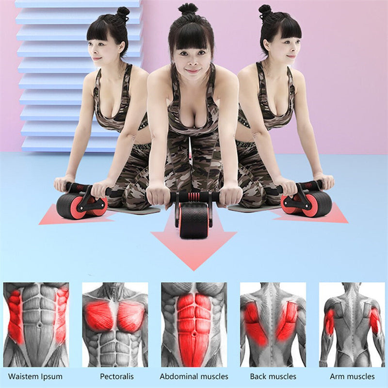Glatino Double Wheel Ab Roller – Automatic Rebound Abdominal Exerciser & Waist Trainer for Home Gym Fitness