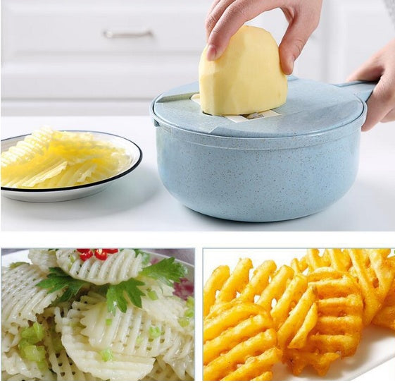 Glatino 8 In 1 Mandoline Vegetable Slicer – Potato Peeler, Onion Grater & Multi Blade Kitchen Cutter with Strainer