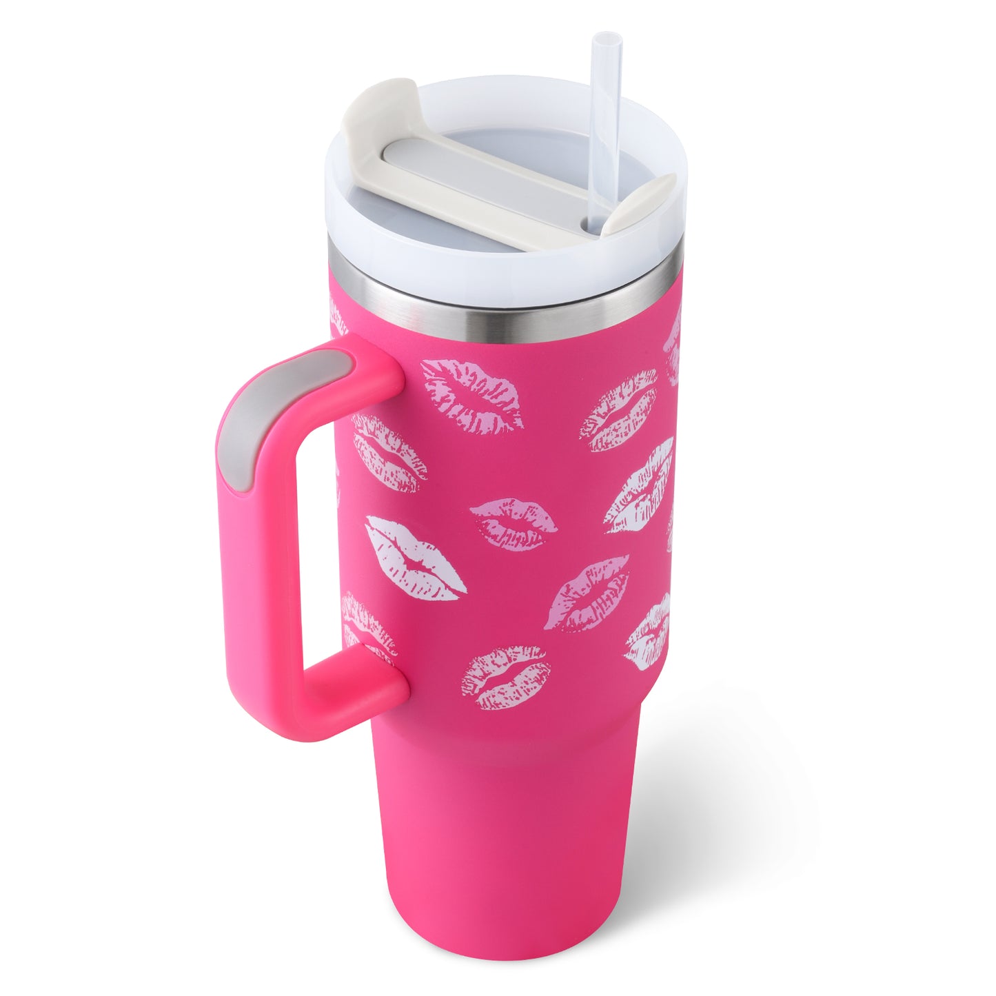 Glatino 40 Oz Insulated Tumbler with Handle & Straw – Stainless Steel Spill Proof Vacuum Coffee Cup for Travel & Office