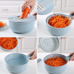 Glatino 8 In 1 Mandoline Vegetable Slicer – Potato Peeler, Onion Grater & Multi Blade Kitchen Cutter with Strainer
