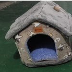 Foldable Pet House Bed | Warm Winter Dog & Cat Nest, Removable Cozy Cave Kennel Sofa