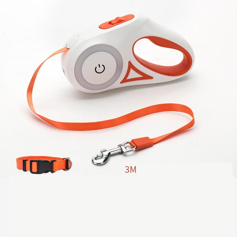 Glatino Retractable Dog Leash with LED Spotlight & Collar – Automatic Pet Traction Rope for Small & Medium Dogs