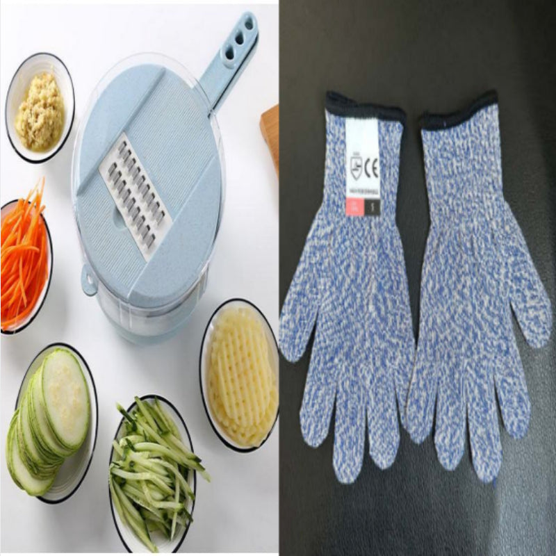 Glatino 8 In 1 Mandoline Vegetable Slicer – Potato Peeler, Onion Grater & Multi Blade Kitchen Cutter with Strainer