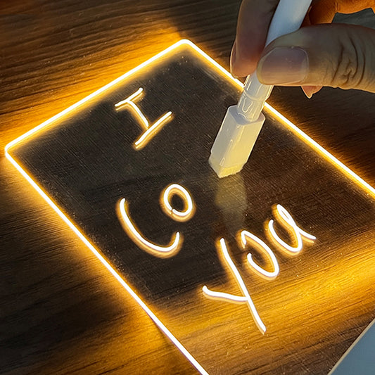 Glatino Creative LED Message Board Night Light – USB Acrylic Note Lamp with Pen for Home Decor & Gifts