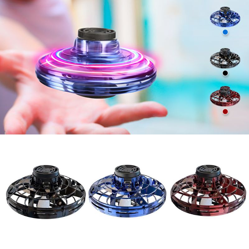 Glatino Mini Fingertip Gyro LED Flying Spinner Toy – Interactive UFO Helicopter Decompression Toy for Kids