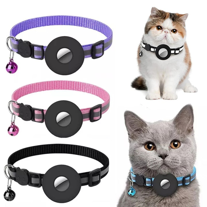 Reflective Airtag Pet Collar – Waterproof Nylon Dog & Cat Collar with Airtag Holder Case for Safe Tracking | Durable & Adjustable | Glatino