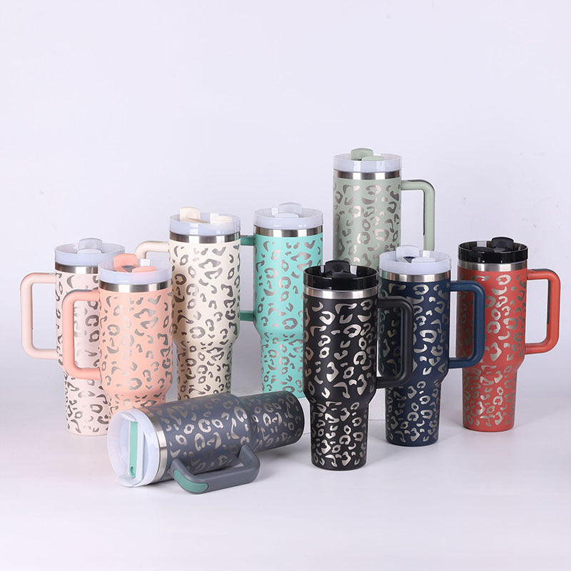 Glatino 40 Oz Insulated Tumbler with Handle & Straw – Stainless Steel Spill Proof Vacuum Coffee Cup for Travel & Office