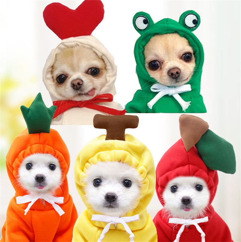 Cute Fruit Dog Clothes Hoodie | Winter Warm Fleece Outfit for Small Dogs, Cats & Puppies