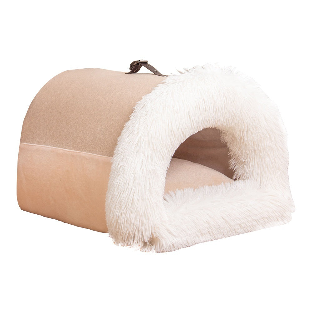 Glatino Portable Pet Nest – Warm Long-Fur Dog & Cat Bed for Autumn & Winter, Soft, Moisture-Proof, Cozy Pet House