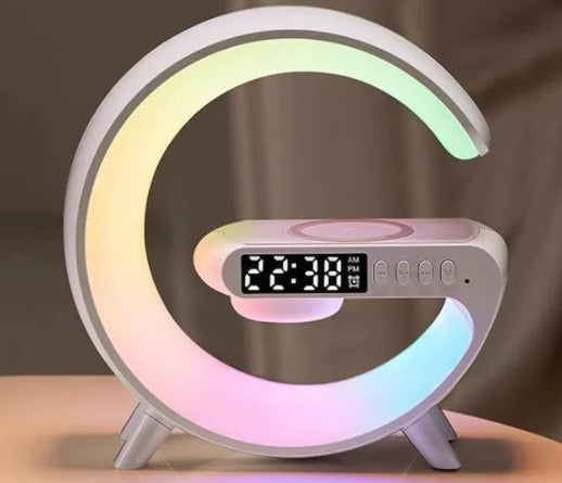 Glatino Intelligent G Shaped LED Lamp with Bluetooth Speaker & 15W Wireless Charger – Smart Atmosphere Light for Bedroom