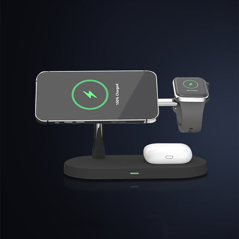 Glatino 5-in-1 Magnetic Wireless Charger – 15W Fast Charging Station for Phone, Watch, Earbuds & Desktop Stand