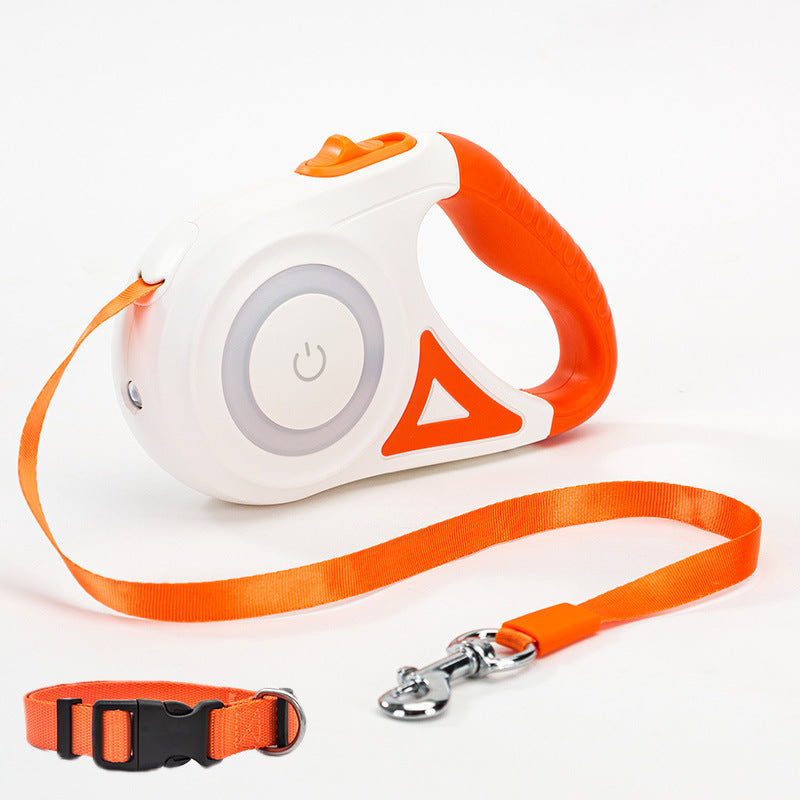 Glatino Retractable Dog Leash with LED Spotlight & Collar – Automatic Pet Traction Rope for Small & Medium Dogs