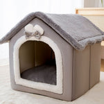 Foldable Pet House Bed | Warm Winter Dog & Cat Nest, Removable Cozy Cave Kennel Sofa
